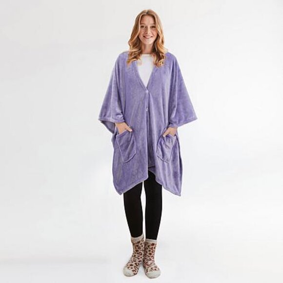 Concierge Collection Soft & Cozy Plush Angel Wrap 58" X 72”  Purple - New in Bag - Picture 1 of 5